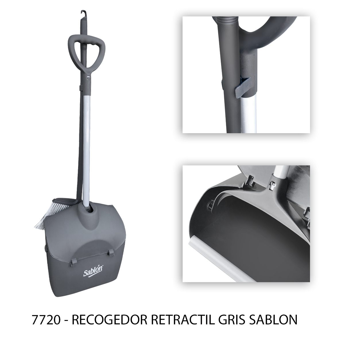 RECOGEDOR RETRACTIL CON ESCOBA - GRIS  7720